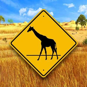 Giraffe Crossing Sign - Aluminum Safari Plaque - Fun Playroom Africa Decor   - Picture 1 of 7