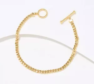 6.75" Miami Cuban Curb Chain Bracelet with Toggle Clasp Real 14K Yellow Gold QVC - Picture 1 of 1