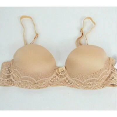 Auden Womens Push Up Strapless Bras 32AA Soft Beige lace convertible - Image 1 of 4