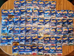 Huge LOT of 58 Hot Wheels Toy Cars NIB 90s 00s Diecast *Dirty & Bent Cards*