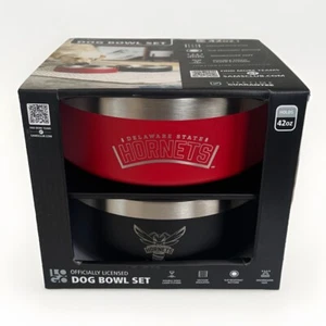 Dog Bowl Set Stainless Steel DSU Delaware State Hornets Insulated Free Shipping - Picture 1 of 7