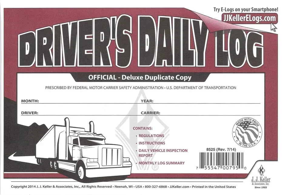 Lot of 4 JJ Keller 8525 Driver's Daily Log Book w/ Detailed DVIR 2-Ply Carbon - Image 1 of 1