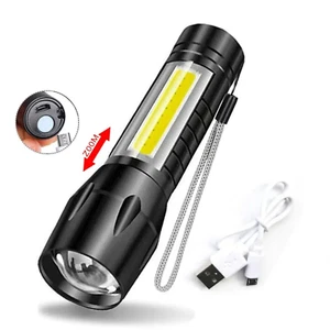 Potente linterna LED recargable por USB Linterna táctica de camping - Foto 1 di 5