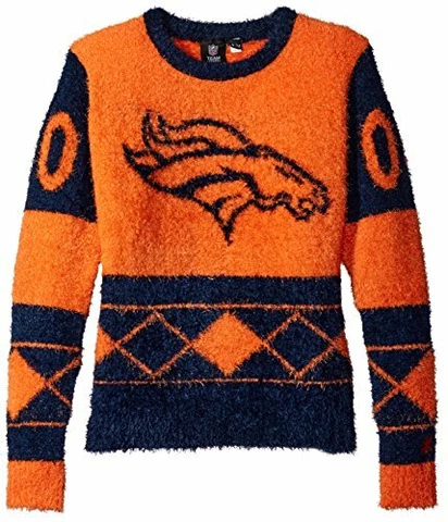 FOCO NFL Women's Denver Broncos Eyelash Ugly Sweater Cover