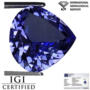 Piedra preciosa natural tanzanita corte de pera violeta azulada azulada azulada con certificación IGI 2,11 quilates - Imagen 1 de 2