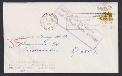 AUSTRALIA (28808): MOOLLOOLABA QLD, 1982 Instrucción. Marcado en caja cancelar Foto 1 de 2