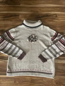 Vintage Erika Embroidered Turtleneck Long Sleeve Sweater Women’s Size Medium - Picture 1 of 5