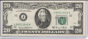 1969-C $20.00 FEDERAL RESERVE NOTE (J) KANSAS CITY #J86913649A - Picture 1 of 2