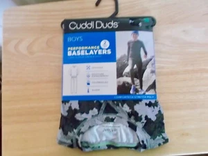 CUDDL DUDS BOYS CAMOUFLAGE PERFORMANCE BASELAYERS CREW & PANT - L (12/14) -NWT - Picture 1 of 4
