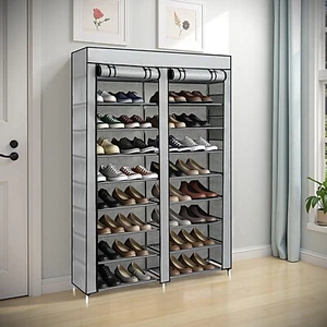 Gray 10-Tier Shoe Rack – Stylish and Space-Saving Entryway and Closet Storage - Picture 1 of 9