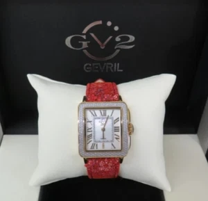 Gv2 By Gevril Women's 12313 Padova Diamond MOP Dial Floral Leather Swiss Watch - Picture 1 of 9
