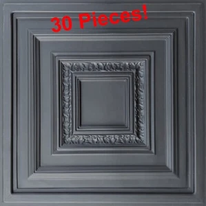GRID SYSTEM, Pop In, PVC, 24" x 24", Ceiling Tiles, ANTYX Black, 30 Pieces! - Picture 1 of 3