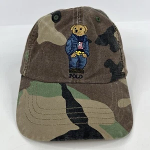 Ralph Lauren Polo Bear Hat Cap Strap Back Adjustable Mens Camouflage Preppy Golf - Picture 1 of 12