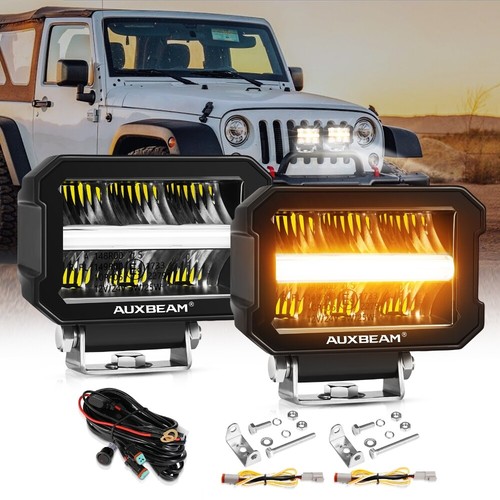 Auxbeam Pod Lights SPL 4 Inch LED Off Road Cube Lights - 90W 12000LM With Amber DRL & Hi/Lo Beam Ditch Lights - Foto 4