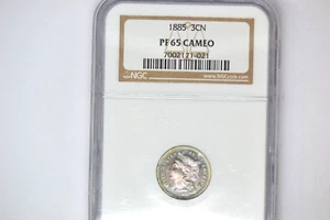 1885 Three Cent Nickel- NGC PF-65 Cameo.   Superb Rare Date. - Picture 1 of 5