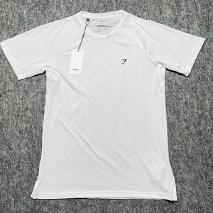 Gymshark Herren Weiß Medium Studio T-Shirt Kurzarm Neu Stretch Performance - Bild 1 von 8