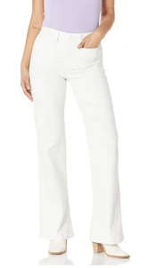 Jeans donna bianco Leenah Paige tg 28 gamba larga toppa tasca croccante nuovo con etichetta - Foto 1 di 4