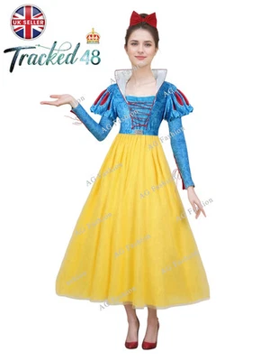 Adult Snow White Costume Fairytale Ladies Fancy Dress Halloween Cosplay Dress - Image 1 of 4
