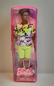 Barbie Ken Fashionistas Doll #183 Black Curly Hair Camo Shirt Neon Green Shorts - Picture 1 of 4