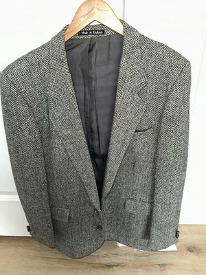 Harris Tweed Men’s 42S Black Gray Wool Blazer Sports Coat Jacket - Image 1 of 4