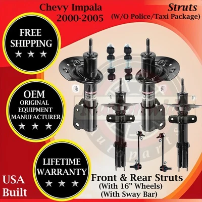 Monroe OEM puntal delantero y trasero con barra estabilizadora para Chevy Impala 2000-2005 Wa de por vida Foto 1 de 4