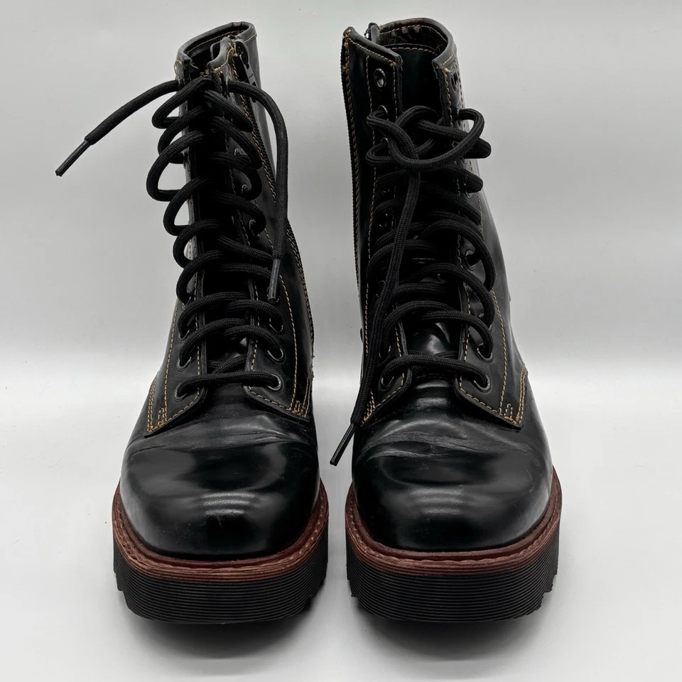 Botas de cuero de combate Coach negras talla 7,5 Foto 1 de 4