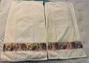 Asciugamano vintage Croscill Chambord Cassis crema viola rose 2 ottimo - Foto 1 di 5