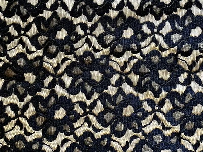 VINTAGE ALENCON BLACK LACE GUIPURE FLORAL PATTERN FABRIC ~  44" W x 52"L NOS - Image 1 of 3