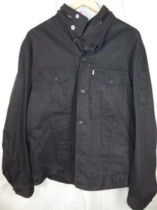 Levis Commuter Trucker Messenger Jacket Black Zip Out Hood Back Pockets Mens XL - Picture 1 of 19