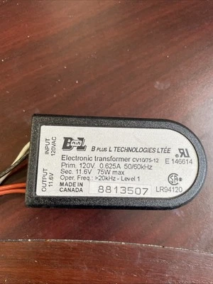 B@L B&L 1PC 75W Electronic Transformer CV10/75-12 2.14" x 1.28 x 1" 120V 11.6V