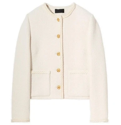 NILI LOTAN Ivory Tweed Romy Cropped Blazer Jacket Size US 0 - Image 1 of 4