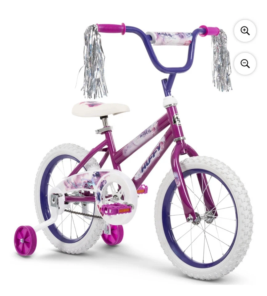 Bicicleta Sea Star de 16 pulgadas para niñas Huffy para niños con ruedas de entrenamiento edades 4+ púrpura Foto 1 de 4