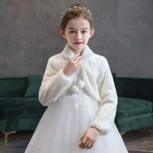 New Baby Short Plush Shawl Girls Flower Kid Party Dresses Matching Coat Children - Picture 1 of 20