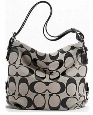 Bandolera nueva con etiquetas COACH 15067 24 CM FIRMA LONA SUPERIOR CREMALLERA NEGRA/BLANCA Foto 1 de 4