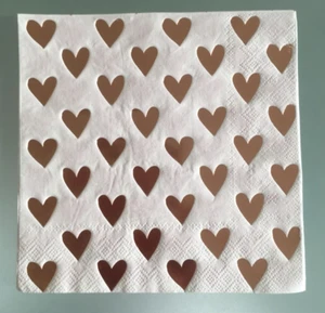 Valentine's Dinner anniversary party 10 rose gold Paper Heart Napkins 3 ply - Picture 1 of 2