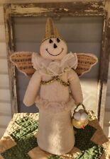 PRIMITIVE SNOW ANGEL SHEET MUSIC WINGS AND HAT GLITTER