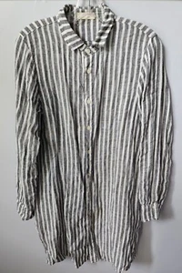 CP SHADES Striped Shirtdress Gauze/Linen Size S In Gray Button Up - Picture 1 of 21