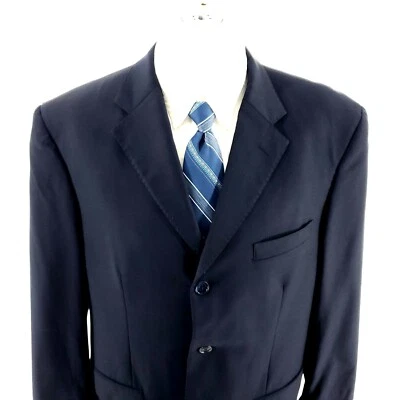 Pronto Uomo Couture Super 120s Wool 3 Button Blazer 42R Blue Windowpane - Image 1 of 4