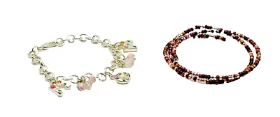 Brazalete elástico plateado multicolor floral mamá dije/rojo rosa púrpura 7" Foto 1 de 3