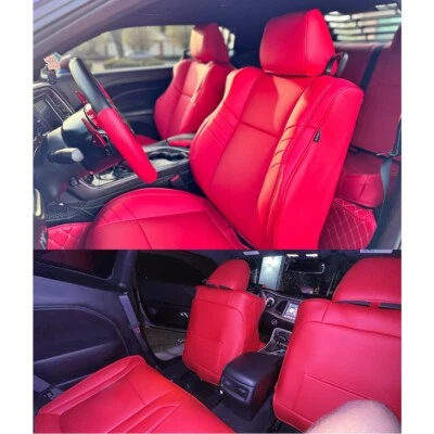 FOR 2008-2014 DODGE CHALLENGER MOTOPTES CUSTOM CAR SEAT COVER WATERPROOF LEATHER - Image 1 of 4