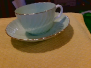 Vintage Minton Light Green With Swirls and Gold Trim Cup and Saucer - Picture 1 of 6