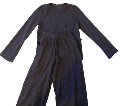 Conjunto de 2 Pantalones Zara Salón Manga Larga Gris Talla Pequeña Pijama Prendas para Dormir Foto 1 de 4
