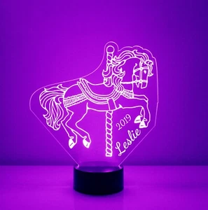 Carousel Horse Night Light - Personalized FREE - LED LAMP, 16 Color, w/Remote - Picture 1 of 8