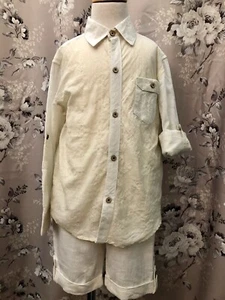 Fore Axel and Hudson Boys Cream Linen & Muslin Shirt & Short Set Size 6 Boutique - Picture 1 of 11