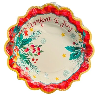The Pioneer Woman Christmas Wreath Comfort Joy Paper 8in Dessert Plates 12 Count - Image 1 of 2