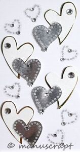 Artoz Artwork 3D-Sticker, geschwungene Herzen silber, Hochzeit