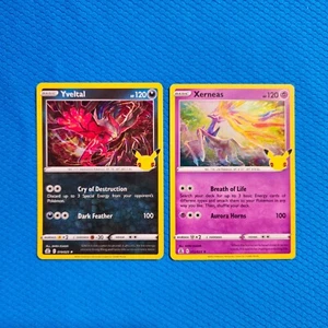Juego de 2 cartas de Pokémon Yveltal & Xerneas Holo Celebraciones Raras - Casi Nuevo - Imagen 1 de 2
