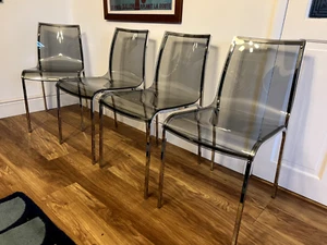 4 x Bontempi Casa Yoga Steel Chrome Legs Plastic Italian Designer Modernist - Picture 1 of 13