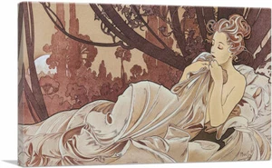 ARTCANVAS Dusk 1899 Leinwand Kunstdruck von Alphonse Mucha - Bild 1 von 11