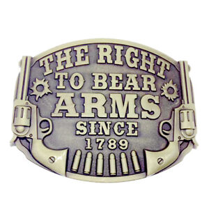 Right to Bear Arms Belt Buckle Western Coyboy Native American (RBA-01-G)